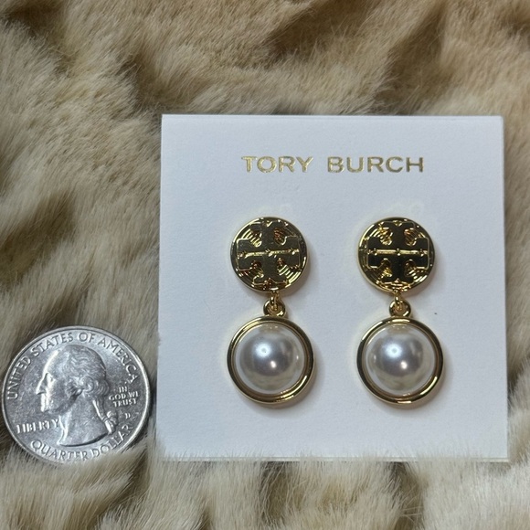 Tory Burch Gold and White Pearl Earrings - Picture 2 of 4